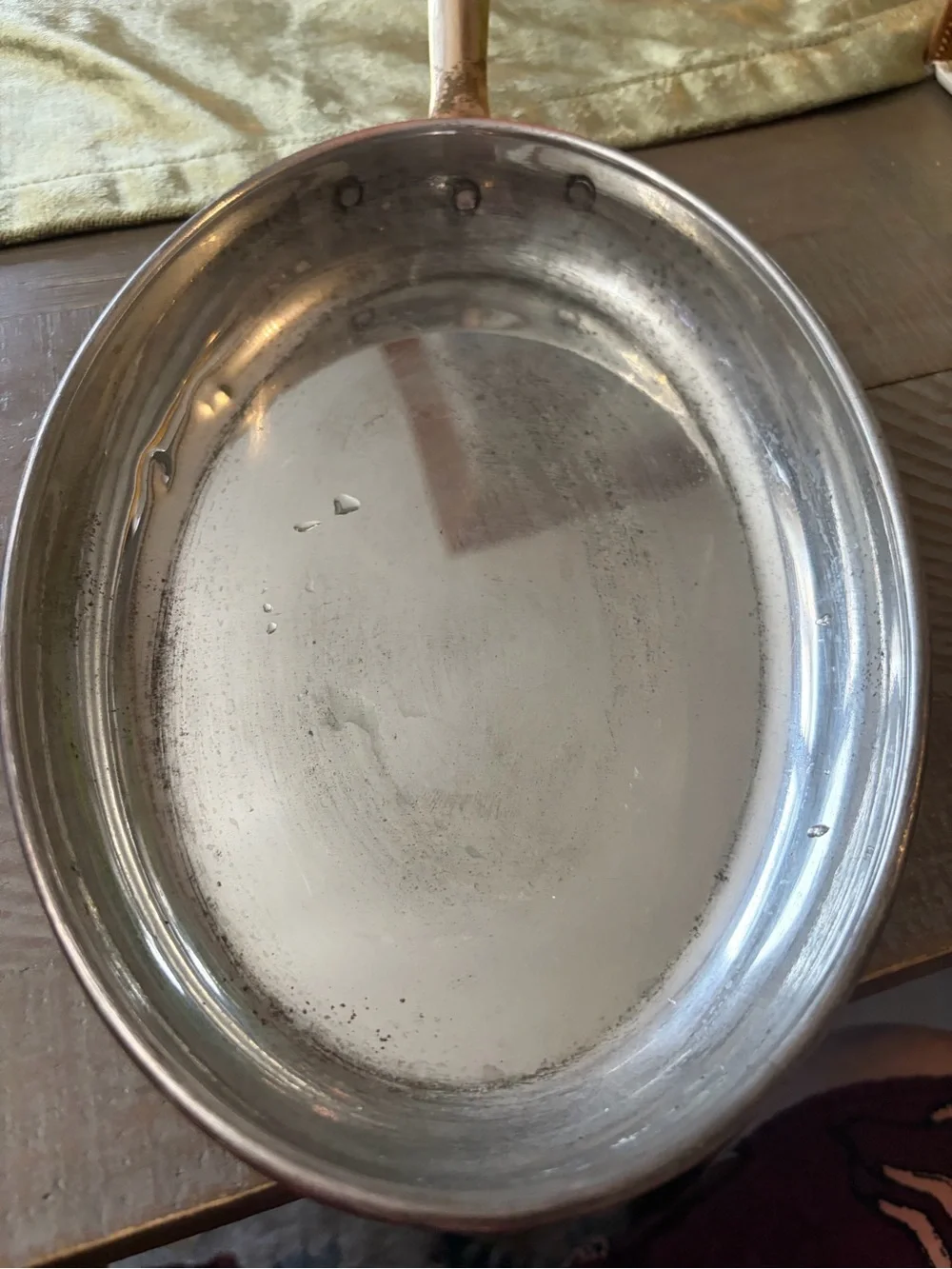 Copper-Tone Stainless Interior Fry Pan with Long Handle